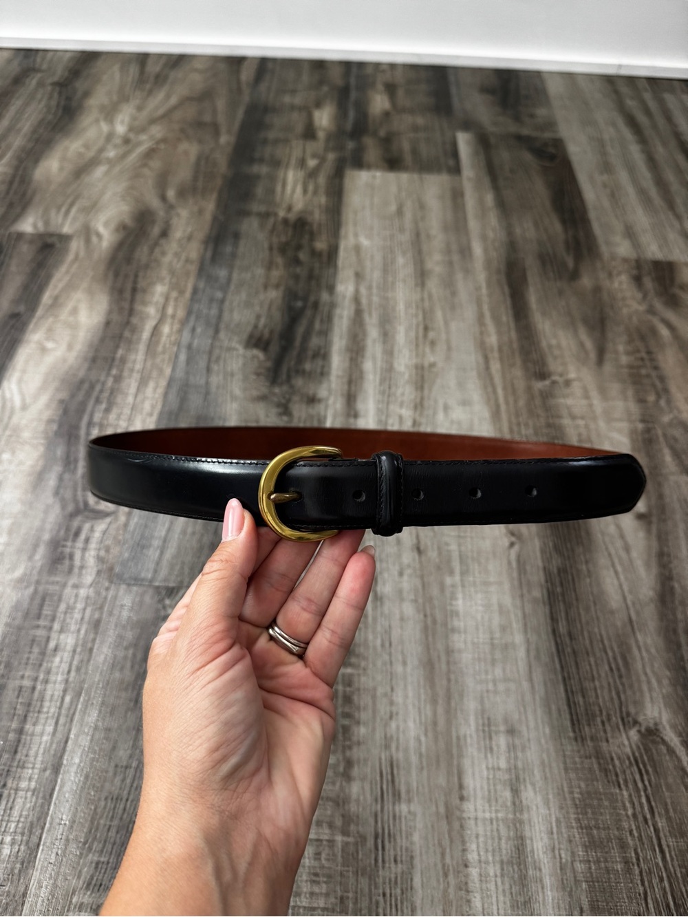 VTG Coach Black Leather Belt with Solid Brass Buckle 40” 3921